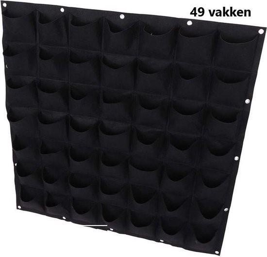 Finnacle - Plantenmuur - Muur met planten - Tuinieren - Tuin - Planten - Plantenbak - Zwart met Groen - Verticale tuin - Hangende tuin - Plantenzak - plantenzakken voor 49 planten – 100 cm x 100 cm - 1 vak is 13x13 cm