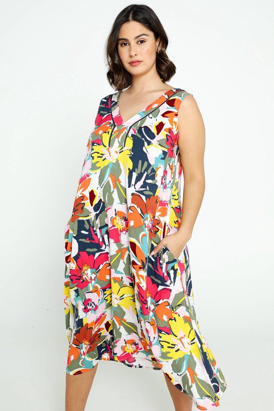 Klacht weerstand bieden Dakraam Paprika Lange jurk in viscose met kleurrijk bloemenmotief | bol.com