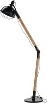 Kick verlichting vloerlamp 30x30x190cm staal zwart, hout.