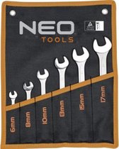 Neo Tools Steek/ringsleutelset 6-17mm, 6dlg, Din 3113