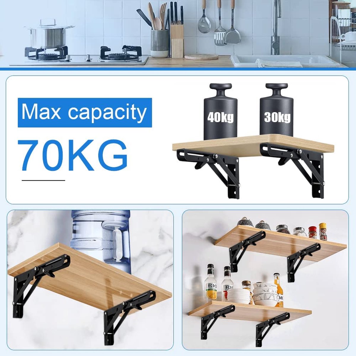 Schwerlast-Konsole Klappkonsole EDELSTAHL Tisch & Sitzbank Klappträger klappbar PROFI LINE | 400 x 270 x 30 mm | Tragkraft 180 kg | MADE IN GERMANY | 1 Stück - Klapptisch-Konsole für die Wand-Montage