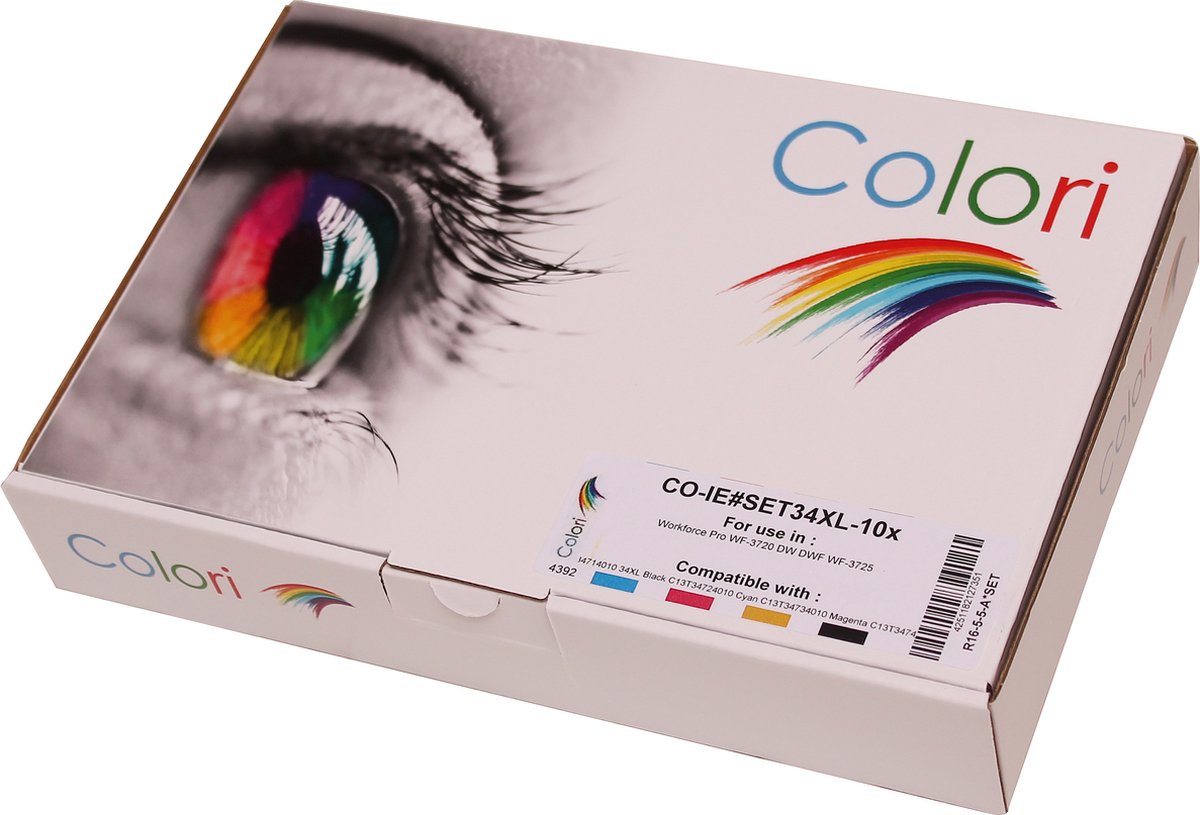 Set 10x Colori huismerk inkt cartridge geschikt voor Epson 34XL voor Epson WorkForce Pro WF-3720DW WF-3720DWF WF-3720DW WF-3720DWF WF-3725 WF-3725DW