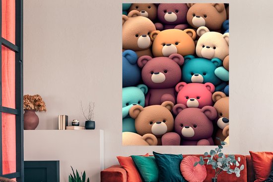 Poster Ours en peluche - Peluche - Blauw - Bleu - Marron - Enfant - 120x160 cm XXL