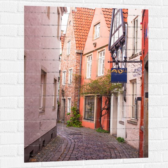 Muursticker - Smal Straatje in Bremen, Duitsland - 75x100 cm Foto op Muursticker