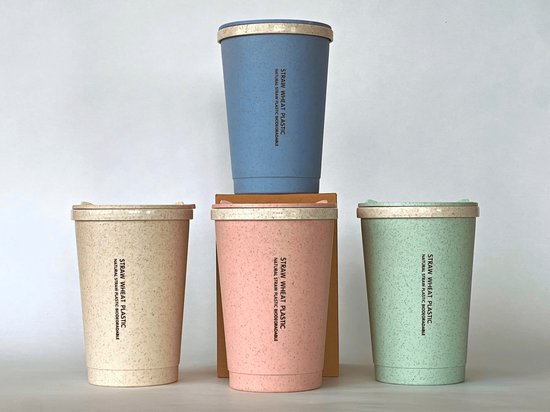 Malaise Aan de overkant handelaar Biologisch Afbreekbare Koffiebeker - Ecologische beker - Straw Wheat  Plastic cup -... | bol.com