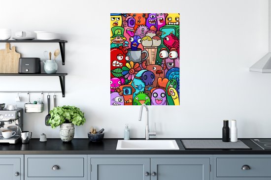 Stickers muraux - Feuille Autocollant - Motifs - Monster - Arc-en-Ciel - Drôle - Abstrait - Enfants - 60x80 cm - Film Adhésif - Stickers muraux Chambre Enfant - Papier Peint Auto Adhésif