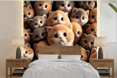 Behang - Fotobehang Katten - Huisdieren - Kitten - Design - Jongens - Meisjes - Breedte 300 cm x hoogte 300 cm