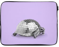SleevesAndCases - Laptop sleeve - Laptophoes - Schildpad - Disco - Zilver - Paars - Laptop cover - 17 Inch - Laptophoezen