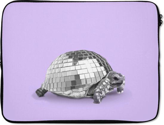 SleevesAndCases - Laptop sleeve - Laptophoes - Schildpad - Disco - Zilver - Paars - Laptop cover - 17 Inch - Laptophoezen
