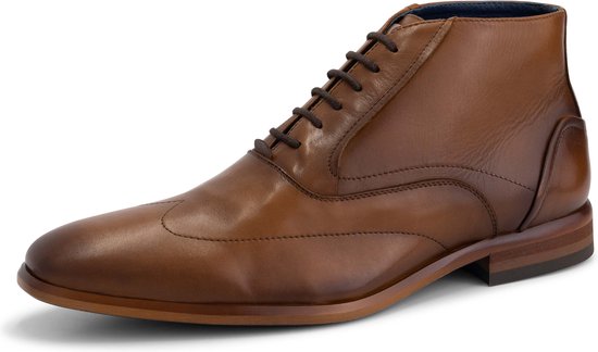 DenBroeck Gold St. Neat chaussures à lacets mi-hautes pour hommes - Cuir marron Cognac - Taille 42