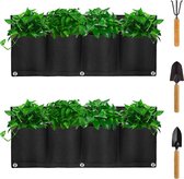 Plantenzak - Verticale tuin - Verticaal tuinieren - Verticale tuinen - Plantenzakken - Plantenzak binnen - Plantenhanger - Ophangbaar - Set van 2 stuks - Inclusief tuingereedschap - Vilt - Zwart