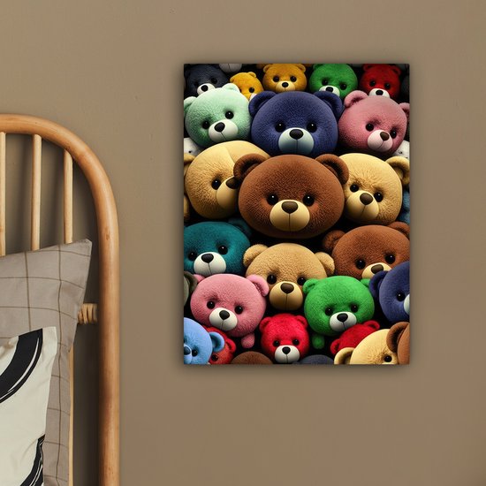 Toile Peinture Ourson - Teddy - Design - Kids - 30x40 cm - Décoration murale