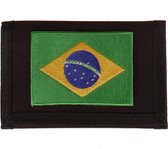 Klittenbandportemonnee Zwart 12x9cm - Applicatie 8x6cm vlag Brazilië