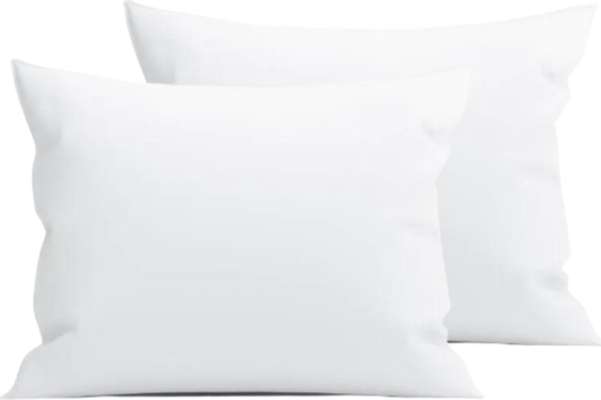 Droomtextiel Percale Katoen Kussenslopen Wit - 60x70 cm - 2 Stuks - Hoogwaardige Kwaliteit