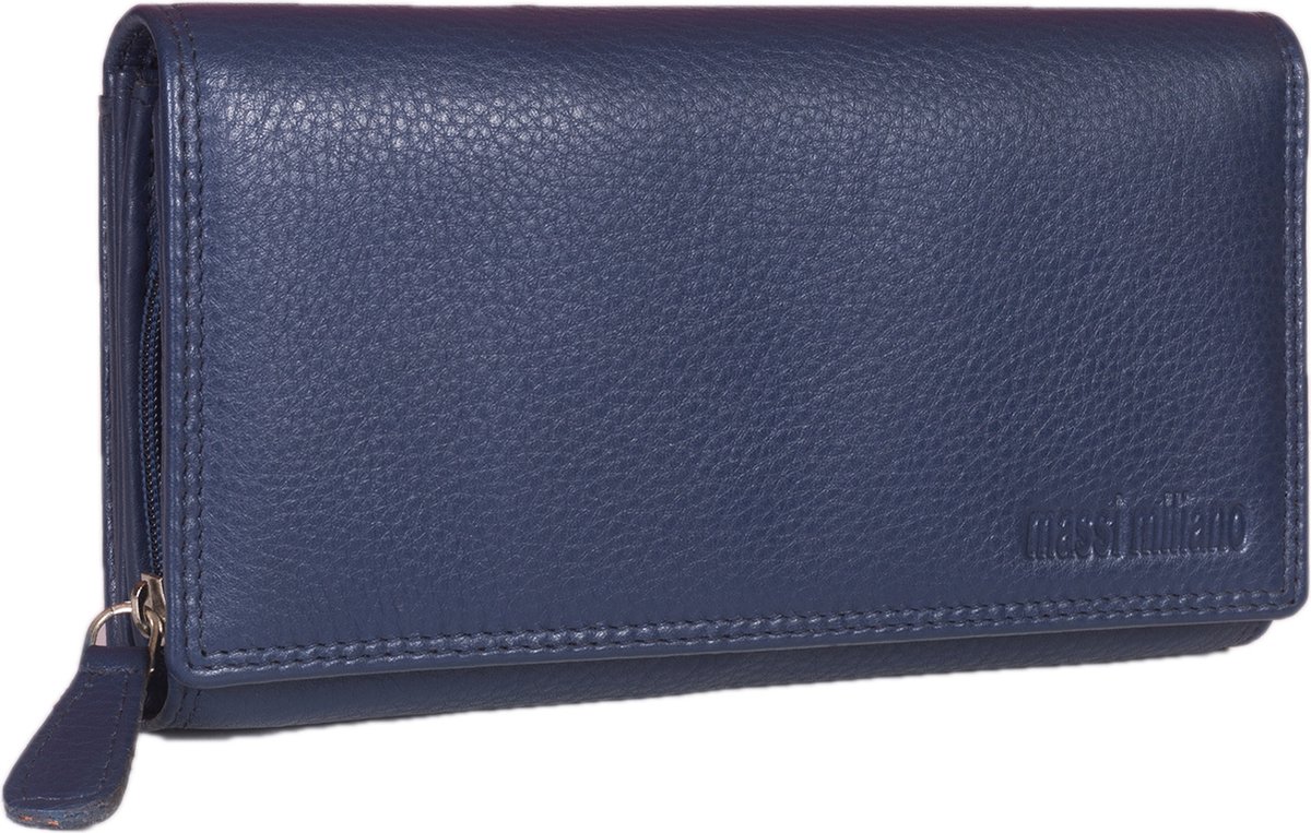 Massi Miliano Portemonnee Dames Schapen Leer Navy-blauw - ( MM-14093-9) -