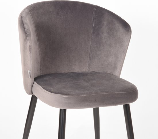 LABEL51 Chaise de salle à manger Wave - Grijs - Velours
