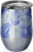 BioLoco Office Cup Thermos Inox - Bulles Blauw et Witte - 420ml