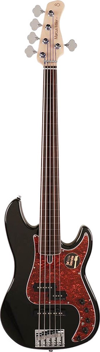 Sire P7+ A5F/BK Marcus Miller 5-snarige fretless basgitaar Black