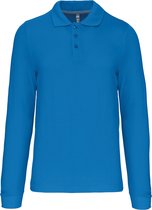 Herenpoloshirt met knopen en lange mouwen Tropical Blue - 4XL