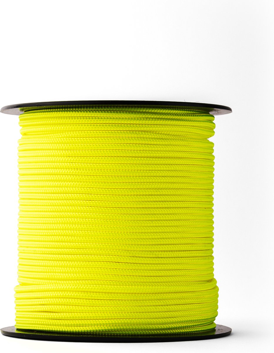 SNURO nylontouw (3mm, 100M, fluogeel) - robuust gevlochten fluorescerend touw van polyamide voor elke toepassing - weerbestendig en o.a. ideaal voor metsel- en vloerderswerken, tuinaanleg enz.