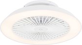 QAZQA deniz - Dimbare LED Smart Plafondventilator met Verlichting | Lamp en Afstandsbediening - 1 lichts - Ø 59.5 cm - Wit - Woonkamer | Slaapkamer | Keuken