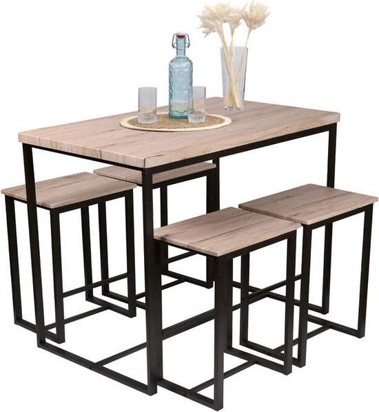 Urban Living - Table haute de bar avec 4 chaises de bar / tabourets