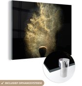 Peinture sur verre MuchoWow® - Poudre Goudor sur fond noir - 120x90 cm - Peintures sur verre acrylique - Photo sur Glas