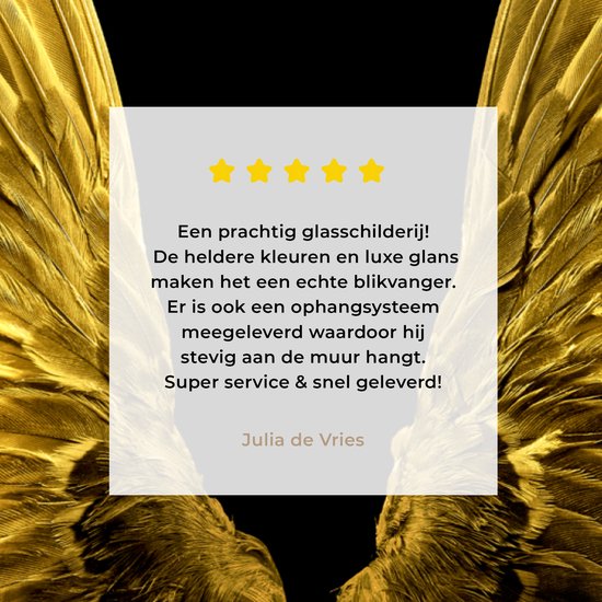 Peinture sur Verre - Ailes Dorées sur Fond Noir - 120x80 cm - Peintures sur Verre Peintures - Photo sur Glas