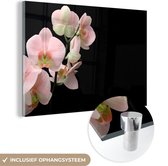 MuchoWow® Glasschilderij 30x20 cm - Schilderij acrylglas - Orchidee - Bloemen - Roze - Stilleven - Flora - Foto op glas - Schilderijen