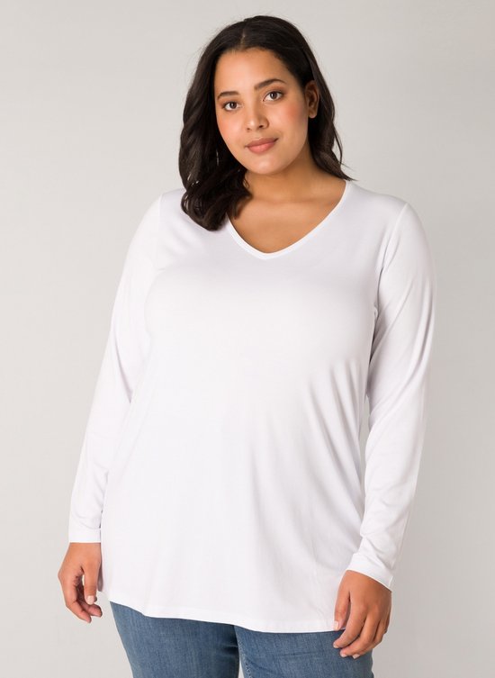 BASE LEVEL CURVY Alize Jersey Shirt - White - maat 0(46)