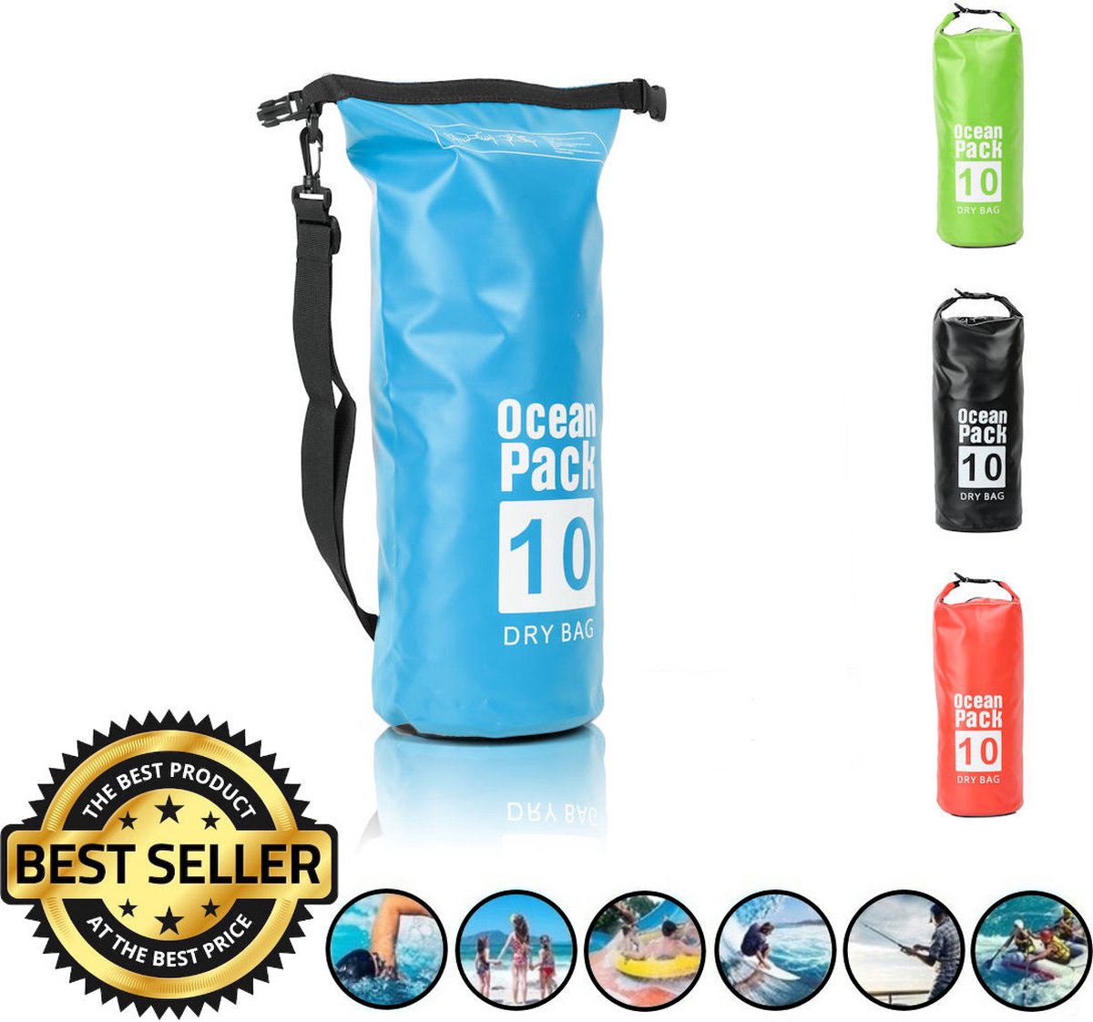 Decopatent® Waterdichte Tas - Dry bag - 10L - Ocean Pack - Dry Sack - Survival Outdoor Rugzak - Drybags - Boottas - Zeiltas -Blauw