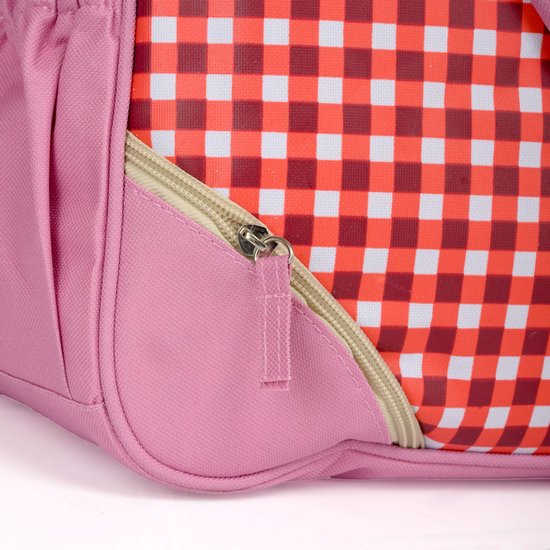 Luiertas - Baby Verzorgingstas Incl. Verschoningsmatje - Flessenhouder - Schoudertas hengsels - Roze - Creme - Rood van AdoBaby — afbeelding 4