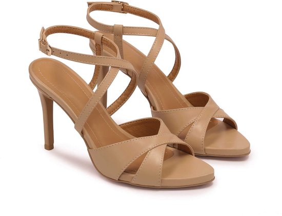 HIGH HEEL SANDAL 65MM IN BEIGE CREAM CALFSKIN