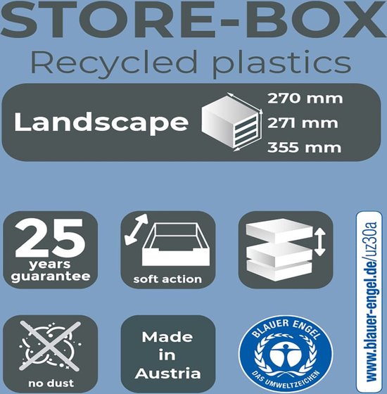 Exacompta - Ref. 308913D - BIG-BOX PLUS HORIZON - Caja de 5 cajones para documentos A4 - Dimensiones exteriores: profundidad 27 x ancho 35,5 x altura 27,1 cm - Blanco/Arlequin/Blanco
