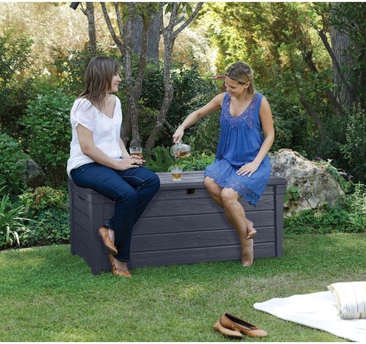 Keter Brightwood Opbergbox - 455L - 145x69,7x60,3 cm - Grafiet