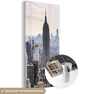 MuchoWow® Glasschilderij 80x160 cm - Schilderij acrylglas - New York - Mist - USA - Foto op glas - Schilderijen