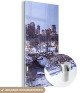 MuchoWow® Glasschilderij 60x120 cm - Schilderij acrylglas - New York - Central Park - Winter - Foto op glas - Schilderijen