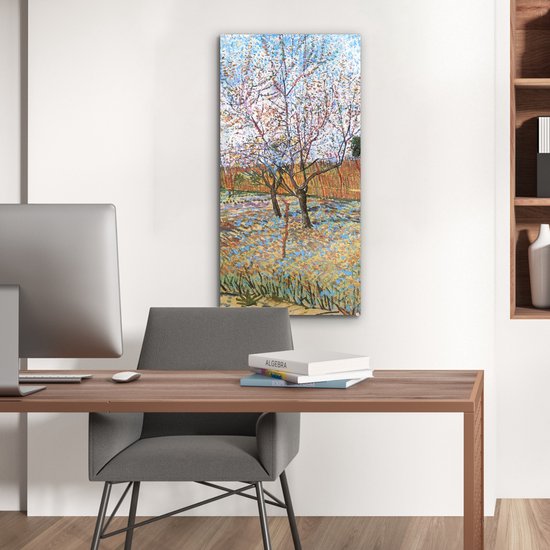 MuchoWow® Peinture sur verre 40x80 cm - Peinture acrylique sur verre - Pêcher en fleurs - Vincent van Gogh - Photo sur verre - Peintures
