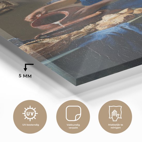Peinture sur Verre - La Laitière - Johannes Vermeer - 60x120 cm - Peintures sur Verre Peintures - Photo sur Glas