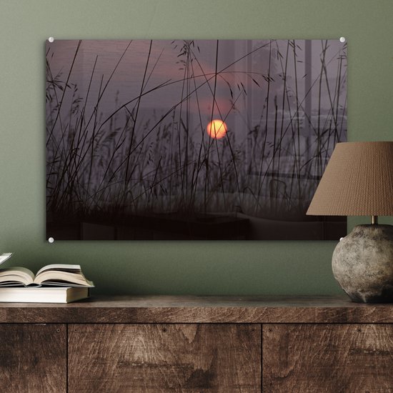 MuchoWow® Peinture sur verre 60x40 cm - Peinture sur verre acrylique - Le coucher de soleil à Emas - Photo sur verre - Peintures