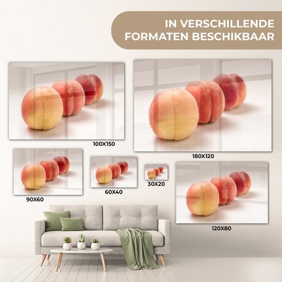 MuchoWow® Peinture sur Verre - Gros plan du dessous d'une pêche - 120x80 cm - Peintures sur Verre Acrylique - Photo sur Glas