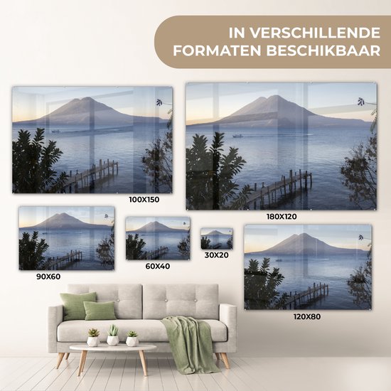 Lac Atitlán lors d'un lever de soleil au Guatemala Plexiglas 90x60 cm - Tirage photo sur Glas (décoration murale en plexiglas)