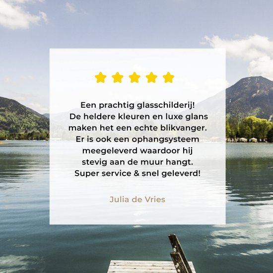 Peinture sur verre - Un lac bleu clair avec une jetée - 150x100 cm - Peintures sur Verre Peintures - Photo sur Glas