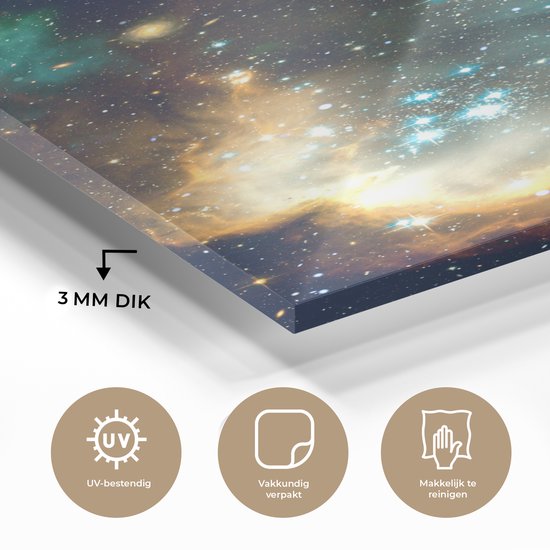 Peinture sur Verre - Espace - Vert - Jaune - 40x60 cm - Peintures sur Verre Peintures - Photo sur Glas