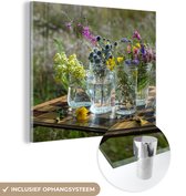 MuchoWow® Glasschilderij 20x20 cm - Schilderij acrylglas - Vaas - Bloemen - Kleuren - Foto op glas - Schilderijen