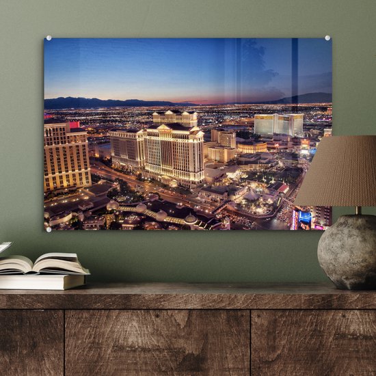 Night lights Las Vegas Glass 60x40 cm - Tirage photo sur verre (décoration murale en plexiglas)