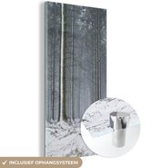 MuchoWow® Glasschilderij 60x120 cm - Schilderij acrylglas - Bomen - Winter - Sneeuw - Foto op glas - Schilderijen