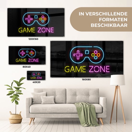 Peinture sur Verre - Jeu - Néon - Citation - 40x20 cm - Peintures sur Verre Peintures - Photo sur Glas - Cadeau Saint Valentin pour Lui