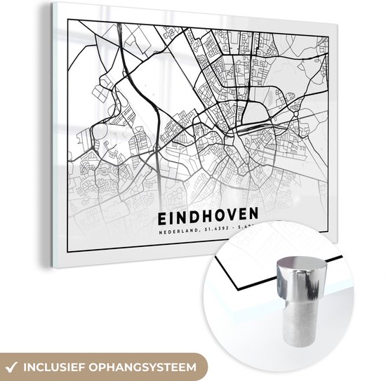 Peinture sur Verre - Carte - Pays- Nederland - Eindhoven - 30x20 cm - Peintures sur Verre Peintures - Photo sur Glas