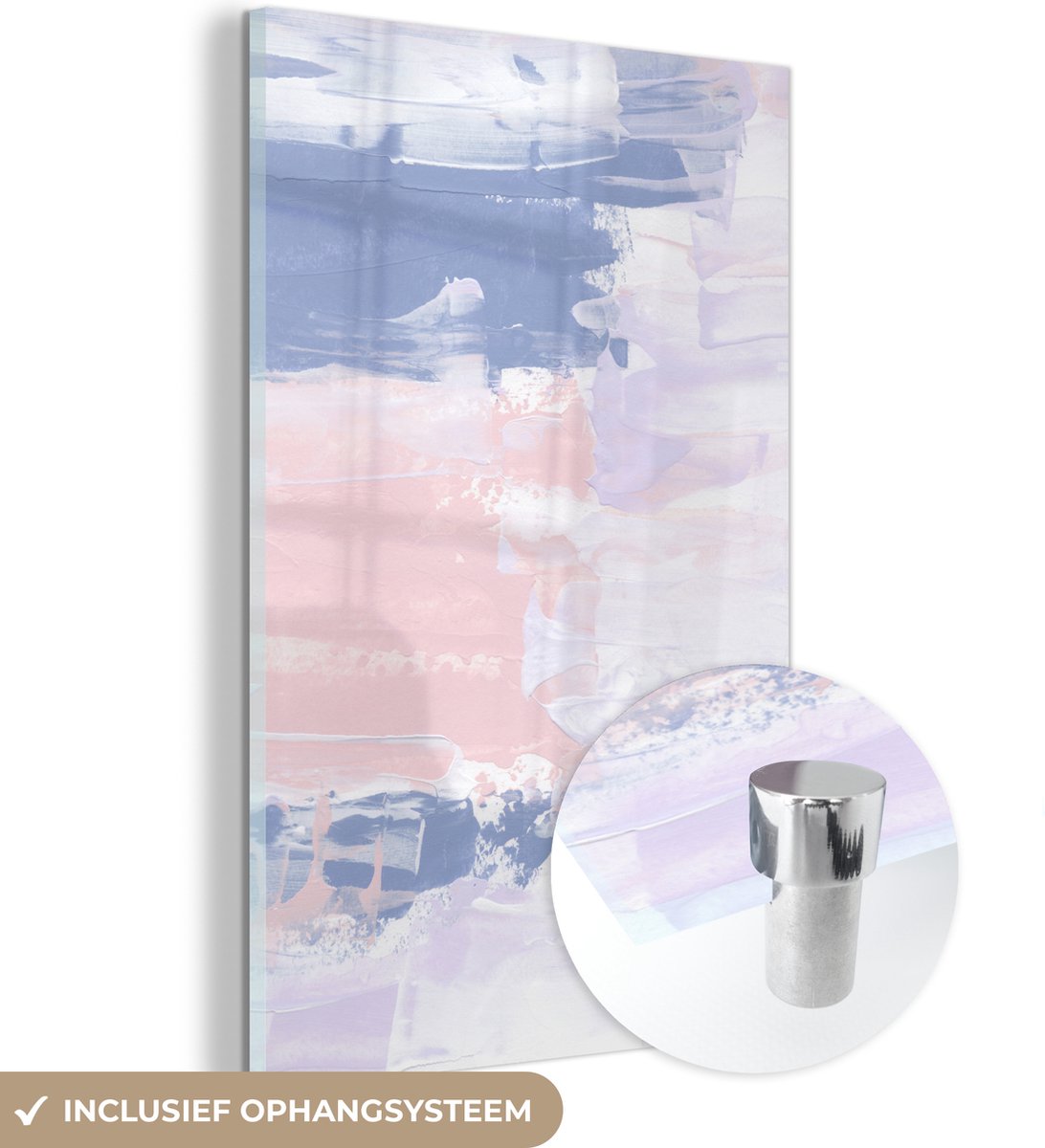 MuchoWow® Glasschilderij 20x30 cm - Schilderij acrylglas - Pastel - Design - Verf - Foto op glas - Schilderijen